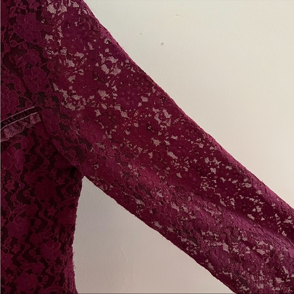Women's Plum/burgundy Purple Lace Blouse - Picture 7 of 10